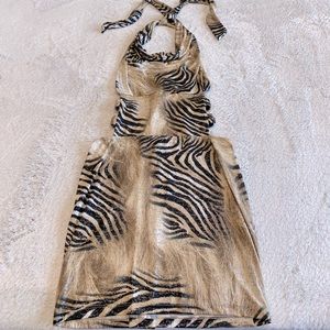 Tiger Print Cut Out Body-con Cocktail Mini Dress